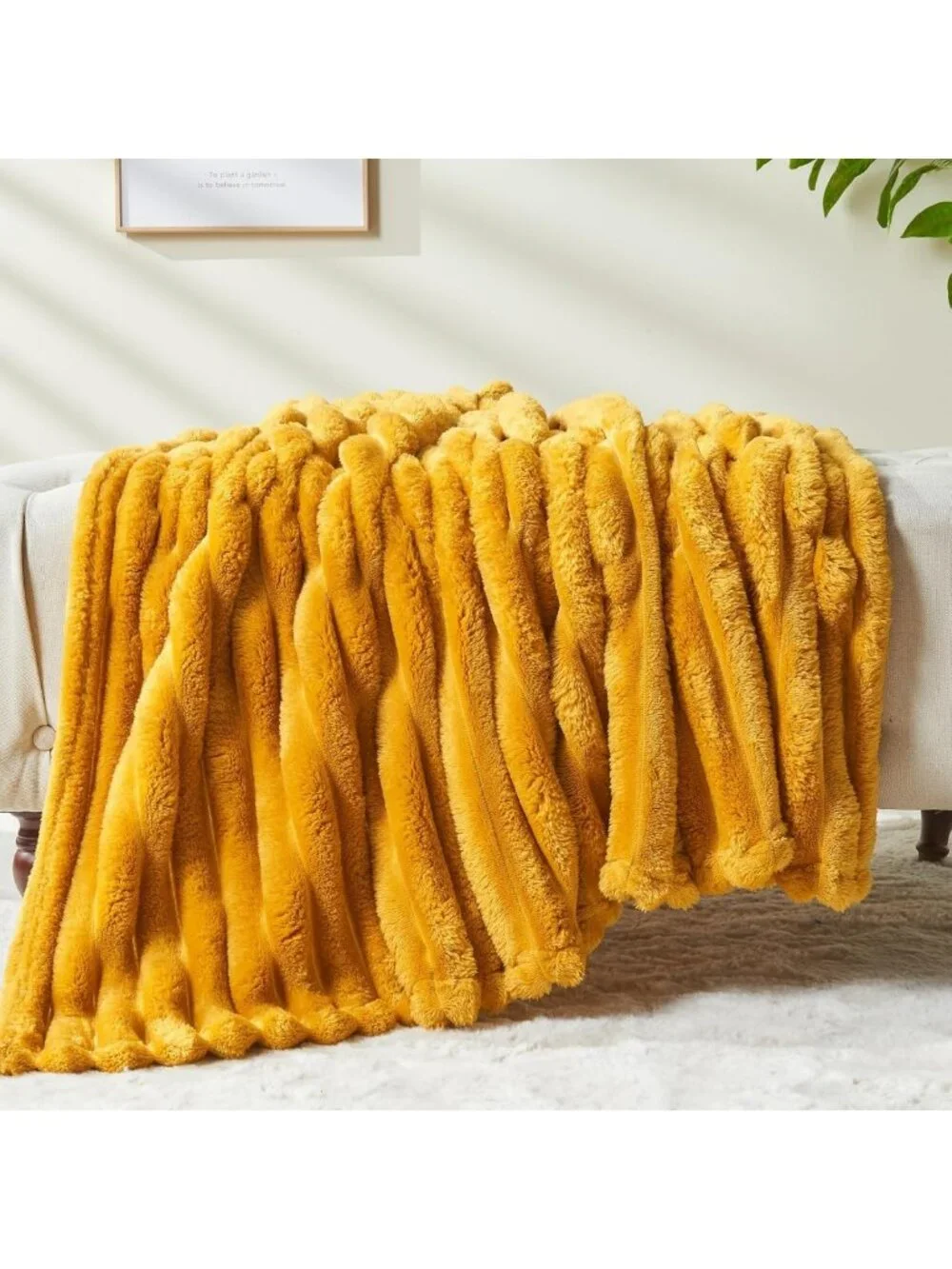 Cozy Mustard Yellow Soft Throw Blanket | Premium Silky Flannel Fleece